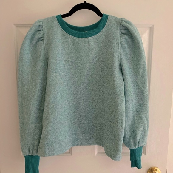LOFT Puff-Sleeve Sweatshirt with Contrast Trim - Picture 2 of 5